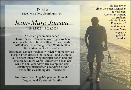 Traueranzeige von Jean-Marc Jansen von trierischer_volksfreund