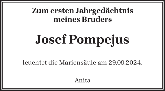 Traueranzeige von Josef Pompejus von trierischer_volksfreund