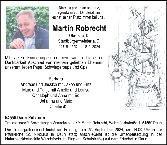 Traueranzeige von Martin Robrecht von trierischer_volksfreund