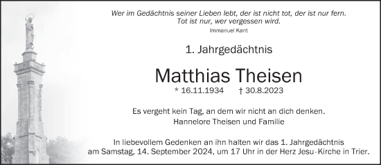Traueranzeige von Matthias Theisen von trierischer_volksfreund
