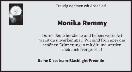 Traueranzeige von Monika Remmy von trierischer_volksfreund