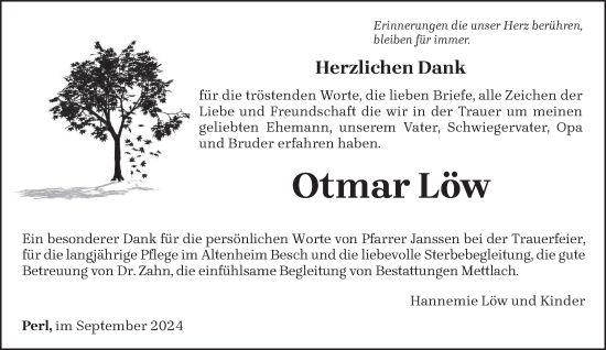 Traueranzeige von Otmar Löw von trierischer_volksfreund