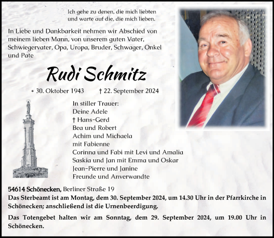 Traueranzeige von Rudi Schmitz von trierischer_volksfreund