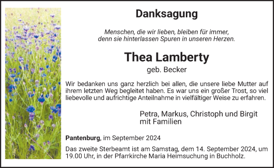 Traueranzeige von Thea Lamberty von trierischer_volksfreund