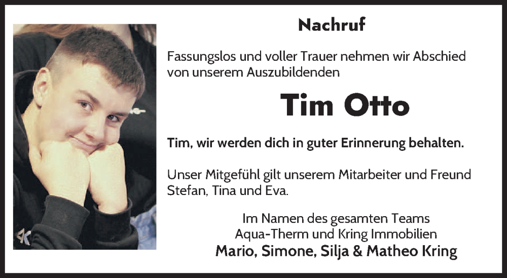  Traueranzeige für Tim Otto vom 21.09.2024 aus trierischer_volksfreund