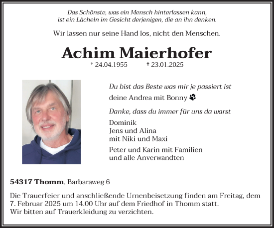 Traueranzeige von Achim Maierhofer von trierischer_volksfreund