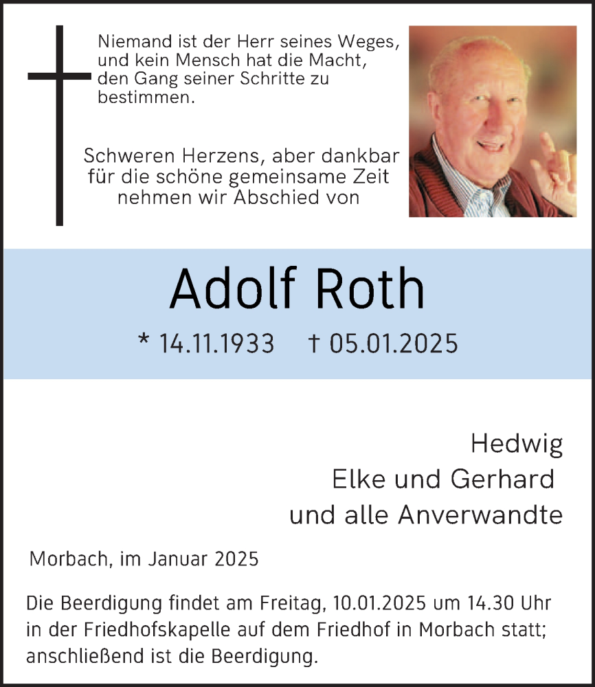  Traueranzeige für Adolf Roth vom 08.01.2025 aus trierischer_volksfreund