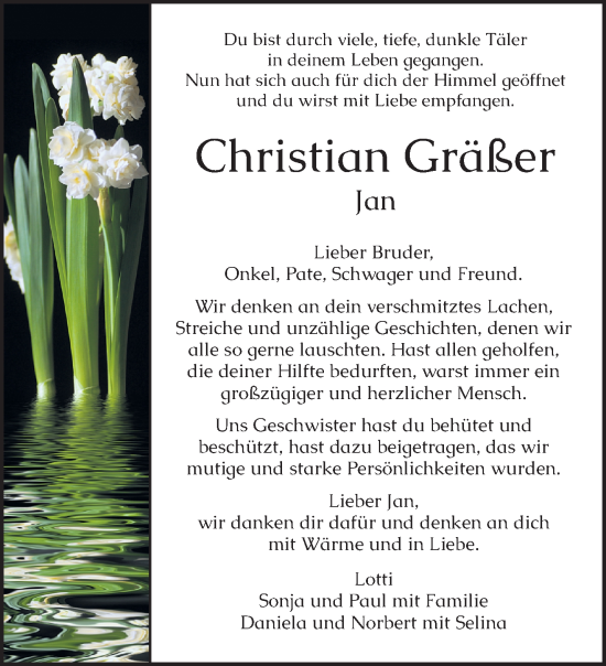 Traueranzeige von Christian Gräßer von trierischer_volksfreund