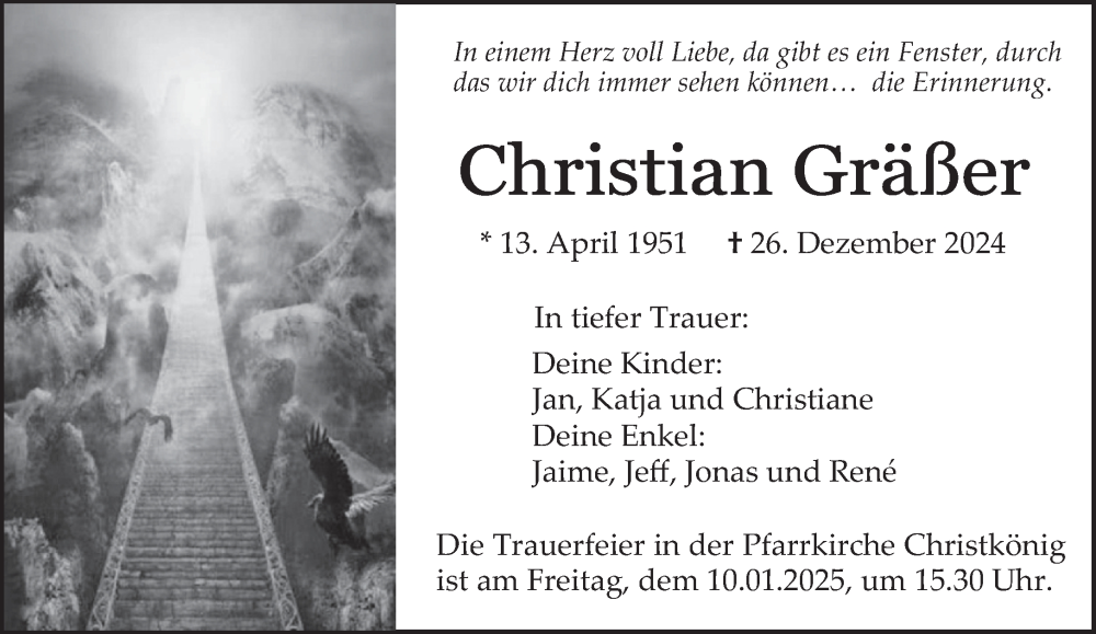  Traueranzeige für Christian Gräßer vom 04.01.2025 aus trierischer_volksfreund