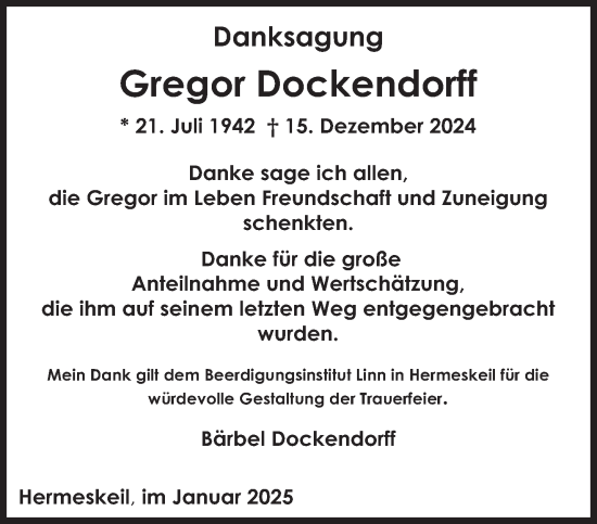 Traueranzeige von Gregor Dockendorff von trierischer_volksfreund