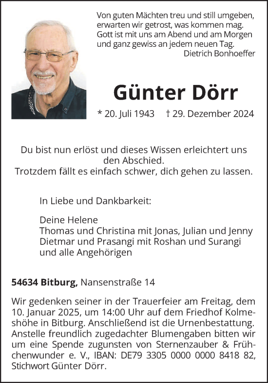 Traueranzeige von Günter Dörr von trierischer_volksfreund