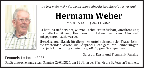 Traueranzeige von Hermann Weber von trierischer_volksfreund