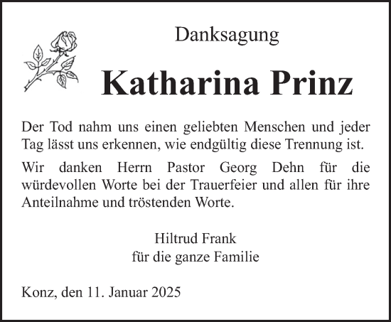 Traueranzeige von Katharina Prinz von trierischer_volksfreund