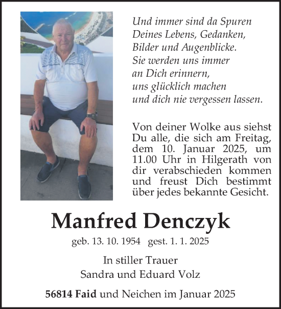 Traueranzeige von Manfred Denczyk von trierischer_volksfreund