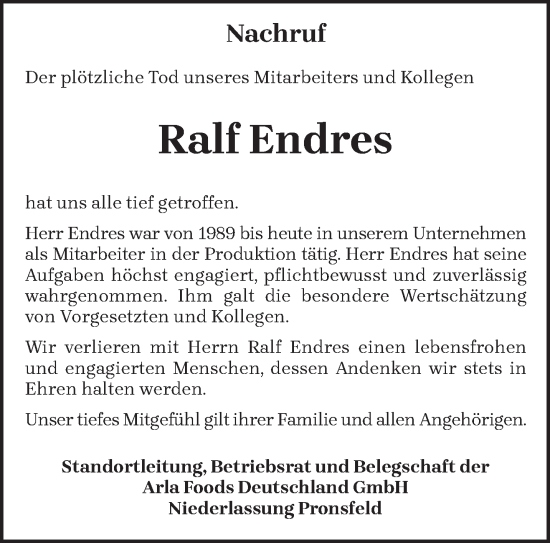 Traueranzeige von Ralf Endres von trierischer_volksfreund