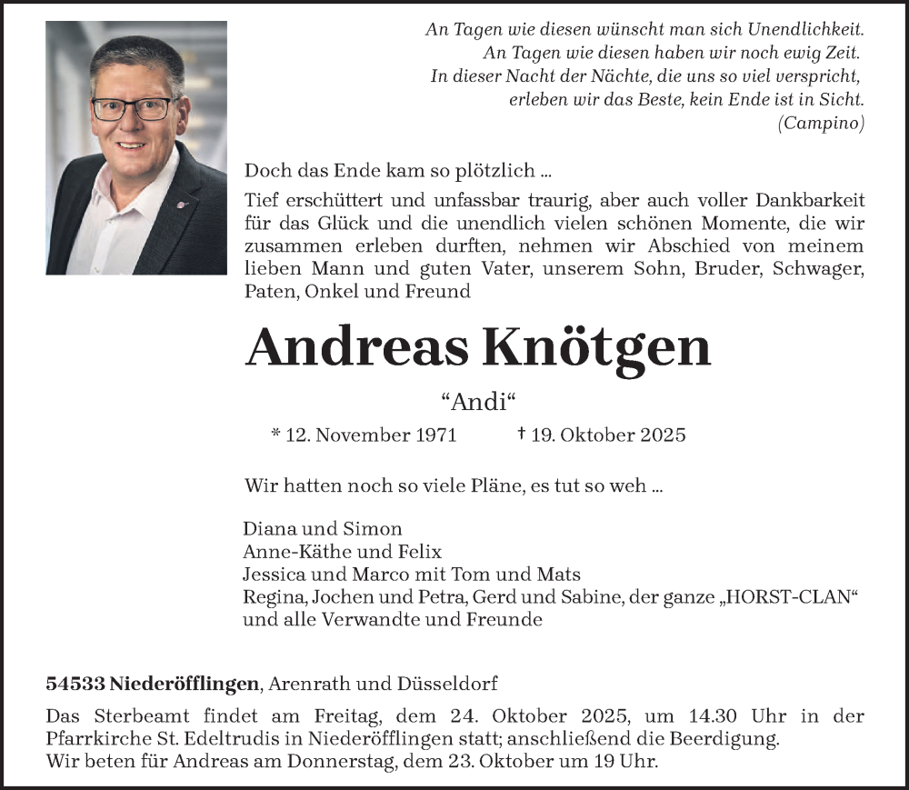  Traueranzeige für Andreas Knötgen vom 22.10.2025 aus trierischer_volksfreund