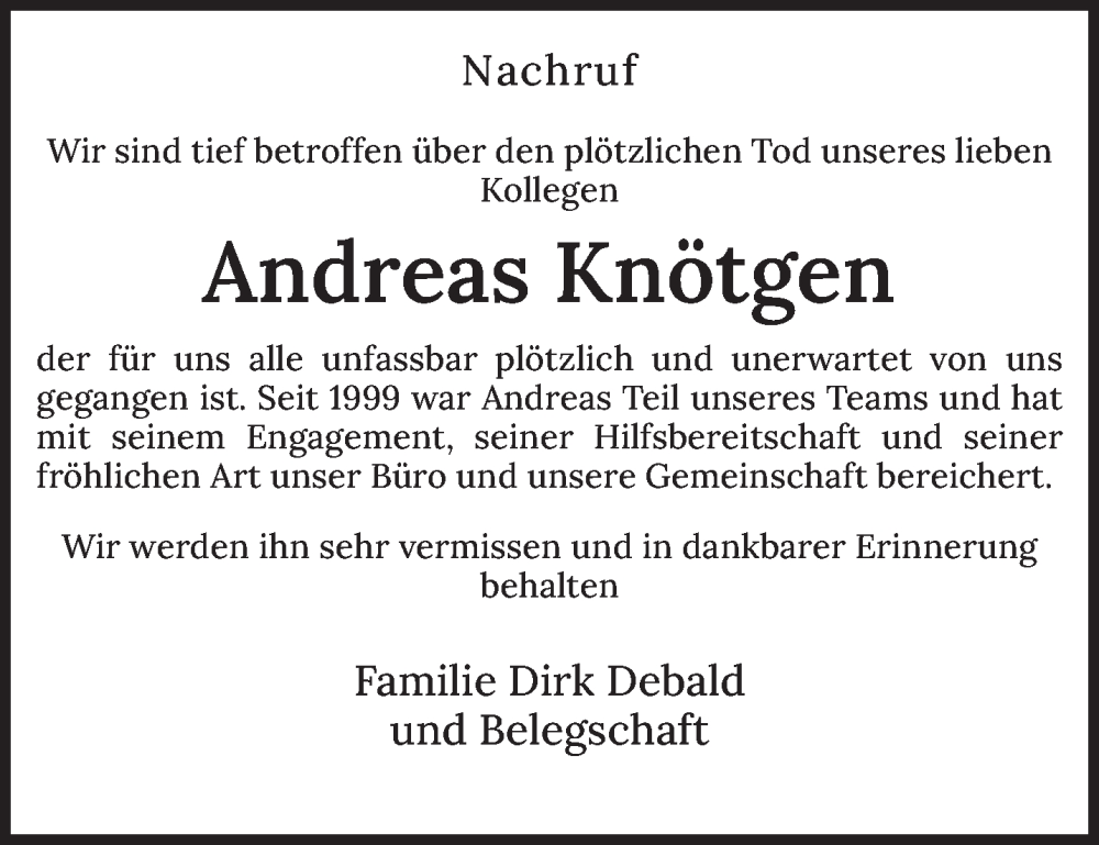  Traueranzeige für Andreas Knötgen vom 24.10.2025 aus trierischer_volksfreund