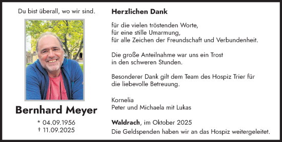 Traueranzeige von Bernhard Meyer von trierischer_volksfreund