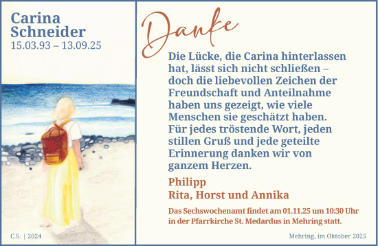 Traueranzeige von Carina Schneider von trierischer_volksfreund