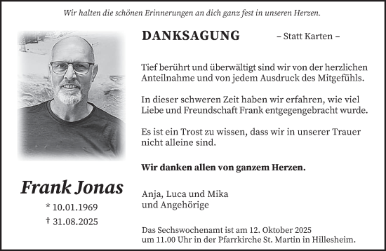 Traueranzeige von Frank Jonas von trierischer_volksfreund