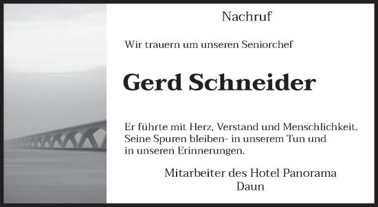 Traueranzeige von Gerd Schneider von trierischer_volksfreund