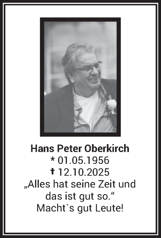Traueranzeige von Hans Peter Oberkirch von trierischer_volksfreund