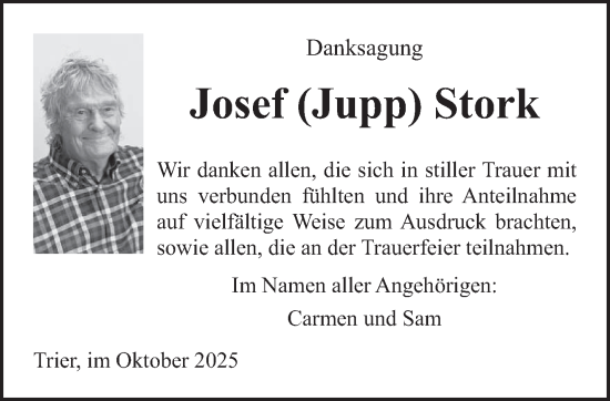 Traueranzeige von Josef Stork von trierischer_volksfreund