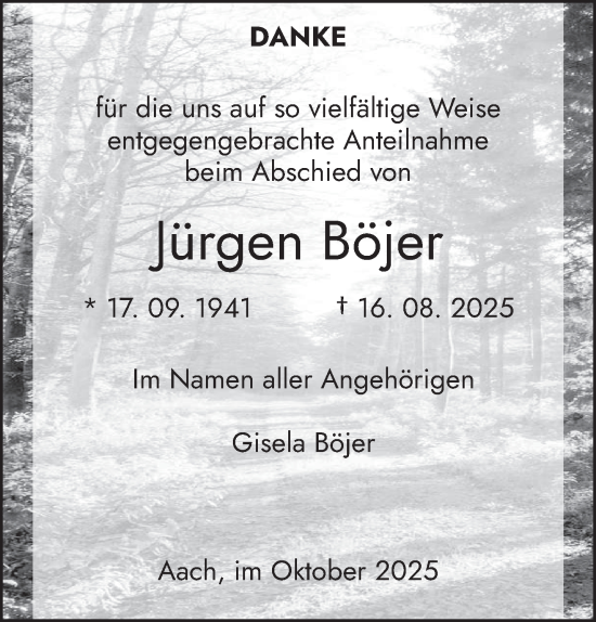Traueranzeige von Jürgen Böjer von trierischer_volksfreund