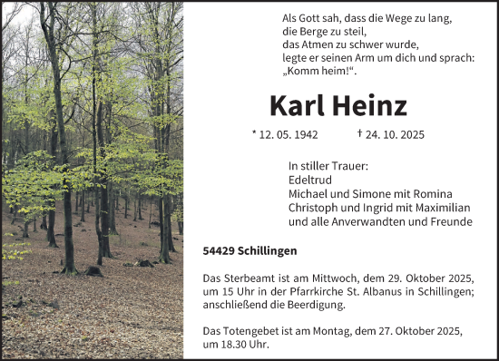 Traueranzeige von Karl Heinz von trierischer_volksfreund