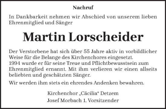 Traueranzeige von Martin Lorscheider von trierischer_volksfreund
