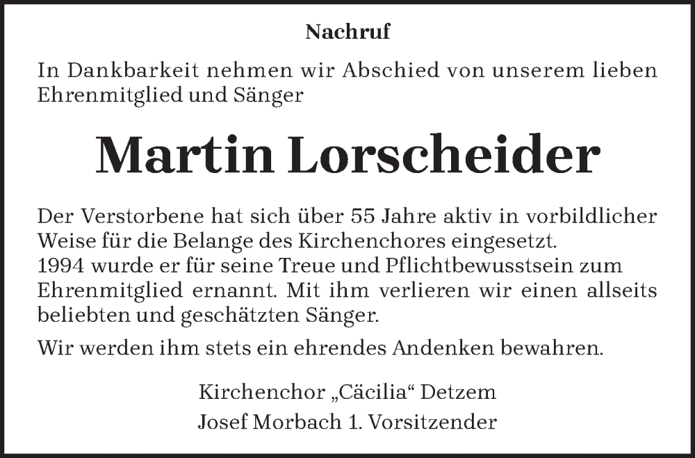  Traueranzeige für Martin Lorscheider vom 04.10.2025 aus trierischer_volksfreund