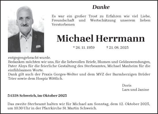 Traueranzeige von Michael Herrmann von trierischer_volksfreund