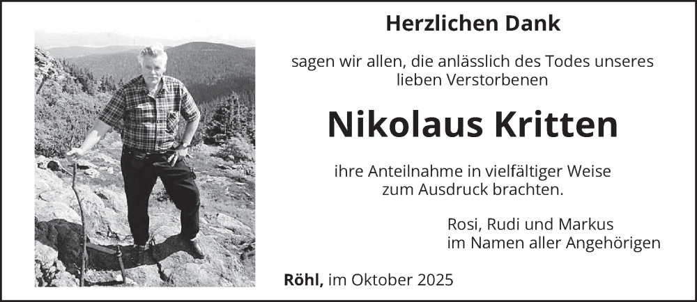  Traueranzeige für Nikolaus Kritten vom 04.10.2025 aus trierischer_volksfreund