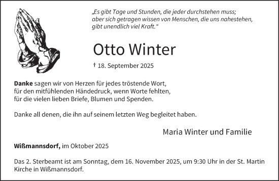 Traueranzeige von Otto Winter von trierischer_volksfreund