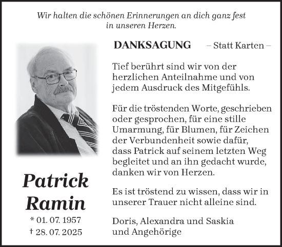 Traueranzeige von Patrick Ramin von trierischer_volksfreund