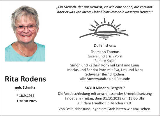 Traueranzeige von Rita Rodens von trierischer_volksfreund