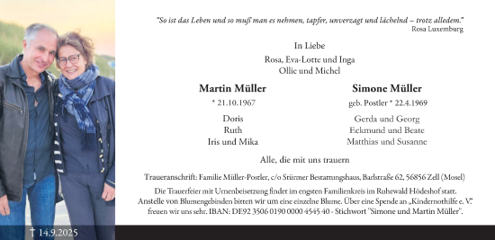 Traueranzeige von Simone und Martin Müller von trierischer_volksfreund