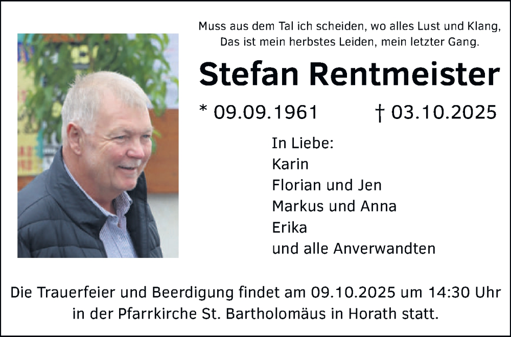 Traueranzeige für Stefan Rentmeister vom 08.10.2025 aus trierischer_volksfreund