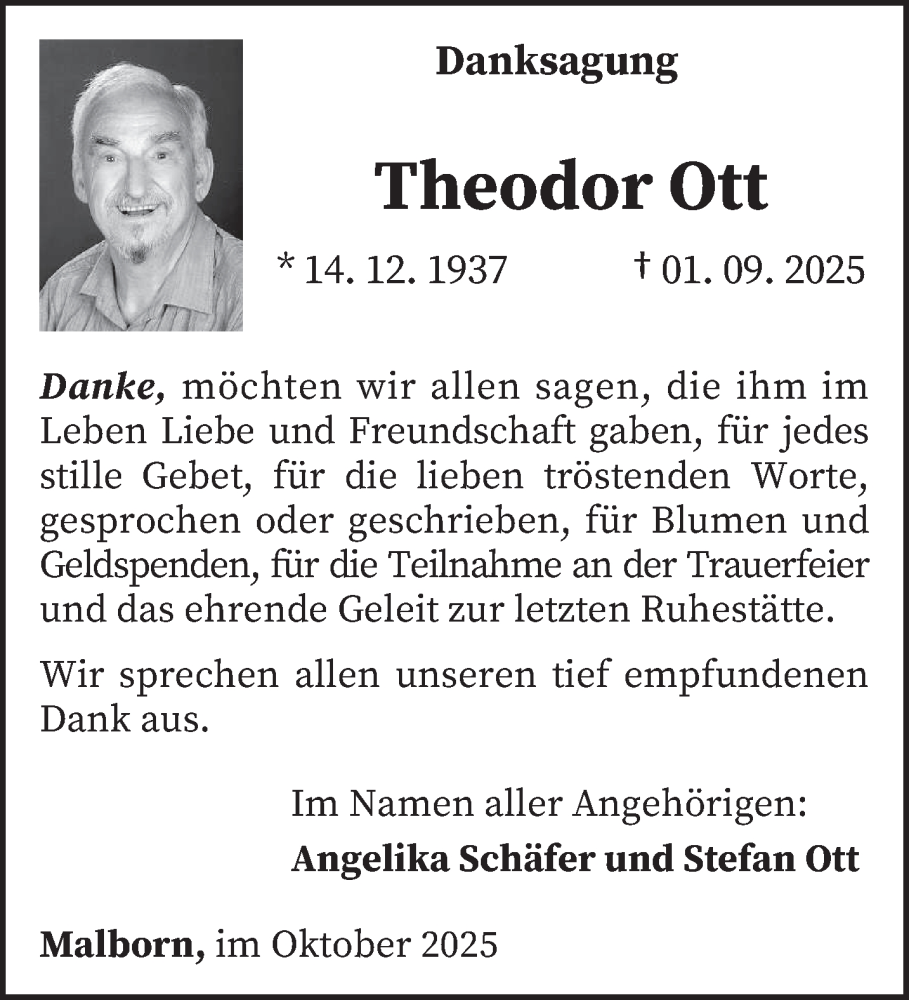  Traueranzeige für Theodor Ott vom 04.10.2025 aus trierischer_volksfreund