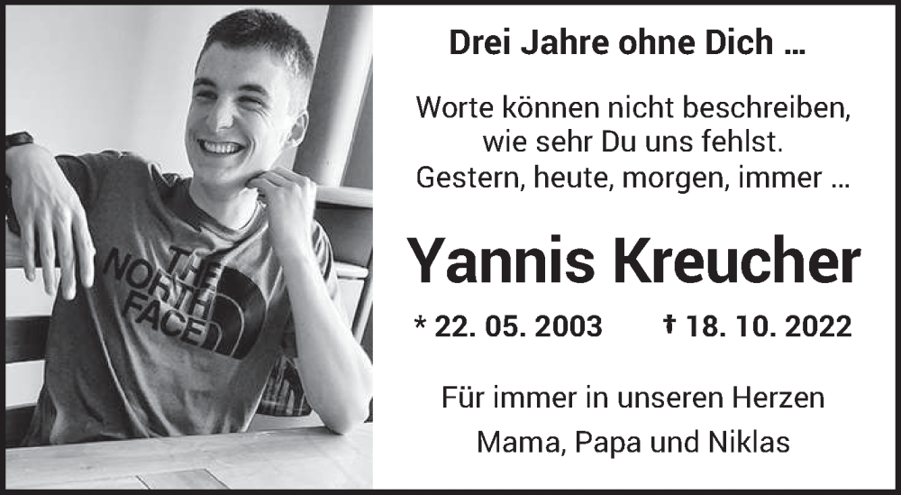  Traueranzeige für Yannis Kreucher vom 18.10.2025 aus trierischer_volksfreund
