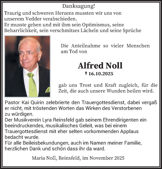 Traueranzeige von Alfred Noll von trierischer_volksfreund