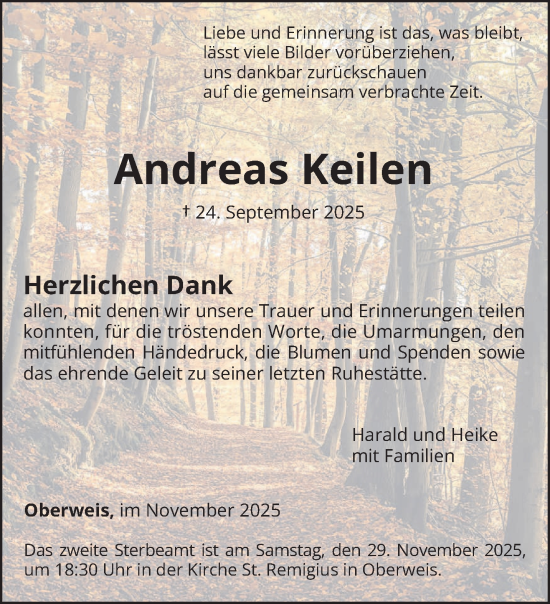 Traueranzeige von Andreas Keilen von trierischer_volksfreund