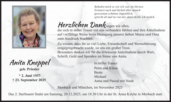 Traueranzeige von Anita Kneppel von trierischer_volksfreund