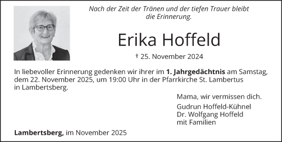 Traueranzeige von Erika Hoffeld von trierischer_volksfreund