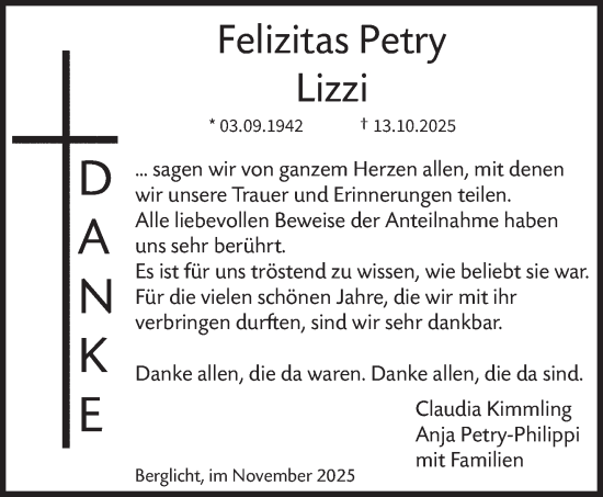 Traueranzeige von Felizitas Petry von trierischer_volksfreund