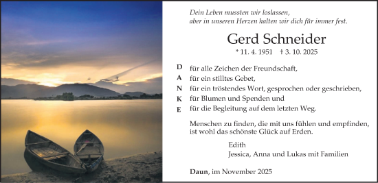 Traueranzeige von Gerd Schneider von trierischer_volksfreund