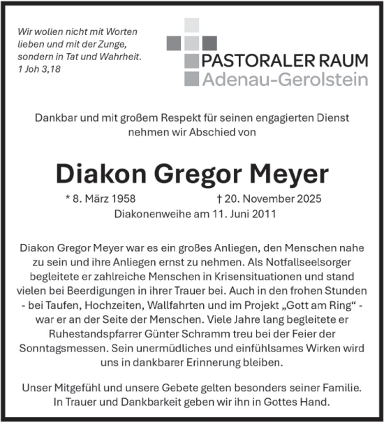 Traueranzeige von Gregor Meyer von trierischer_volksfreund