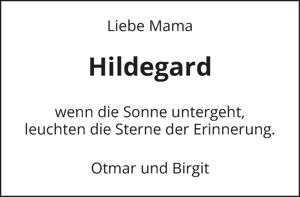  Traueranzeige für Hildegard  vom 19.11.2025 aus trierischer_volksfreund