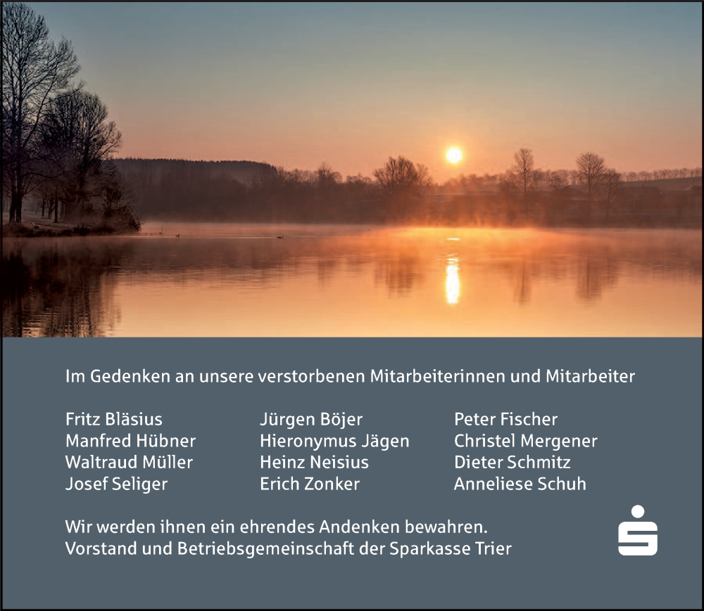  Traueranzeige für Im Gedenken Sparkasse Trier vom 22.11.2025 aus trierischer_volksfreund