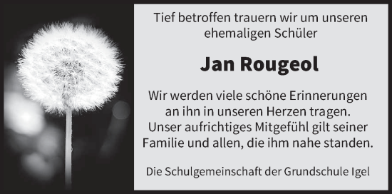 Traueranzeige von Jan Rougeol von trierischer_volksfreund